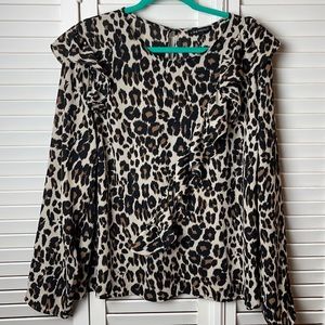 Lane Bryant Cheetah Print Ruffle Top Size 20